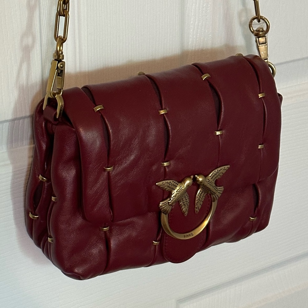 NWT Pinko Mini Love bag, dark red leather